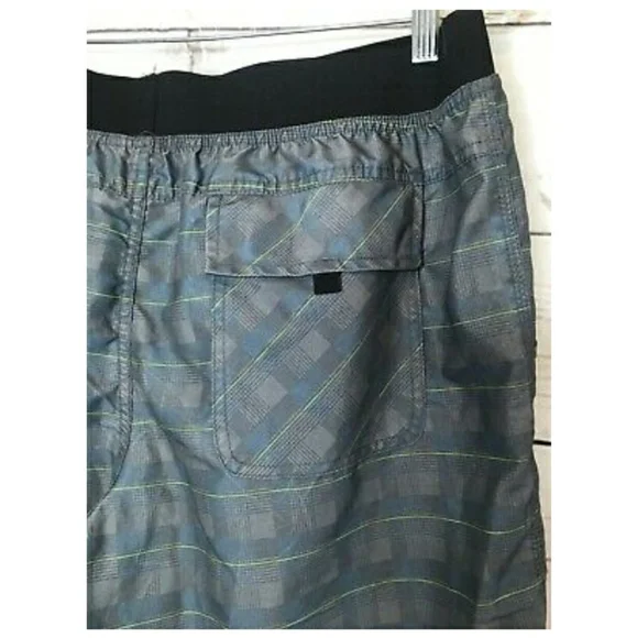 PRANA Men's Board Shorts Swim Trunks Gray Blue UPF
